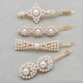 Flower Fashion handmade Pearl Imitation Hair Clip Snap Barrette Stick Hairpin Hair Styling Accessories For Women Girls