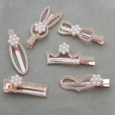 Flower Fashion handmade Pearl Imitation Hair Clip Snap Barrette Stick Hairpin Hair Styling Accessories For Women Girls