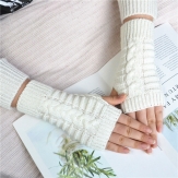 Hand made Winter Warmer Women Gloves Knitted Hemp Wool Mittens Fingerless Elbow Long Glove