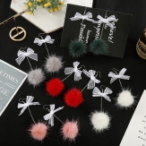 Cute Heart Shape Soft Pompom Fur Ball Dangle Stud Earrings Jewelry Gift