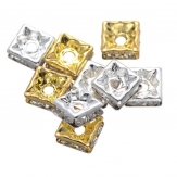 square 6.8.10mm rhinestone spacer brass spacer Rondelle rhinestone beads 100 pcs/bag