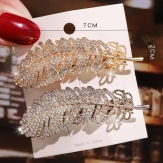 Fashion Diamond feather Hair Clip Snap Barrette Stick Hairpin Hair Styling Accessories For Women Girls