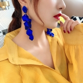 Rose petal Earrings exaggerated fashion long Tassel Earrings