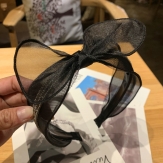black Cloth anti - slip Hair Band wide & with bowknot handmade Solid PC