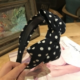 Cloth  dot  strip  braid  Hair Band wide  knot handmade Solid PC