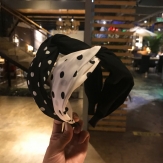 Cloth dot half color braid Hair Band wide knot handmade Solid PC