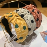 Cloth big dot braid Hair Band wide knot handmade Solid PC