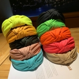 Cloth shinny color   braid  Hair Band wide  knot handmade Solid PC