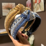 Cloth  pearls     braid  Hair Band wide  knot handmade Solid PC