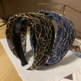 Cloth  wide  lace     braid  Hair Band wide  knot handmade Solid PC
