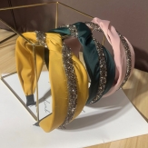 Cloth crystal   braid  Hair Band wide  knot handmade Solid PC
