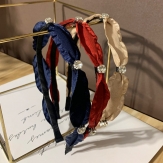 Cloth   wave  braid  Hair Band wide bow  knot handmade Solid PC