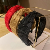 Cloth  braid  Hair Band wide bow  knot handmade Solid PC