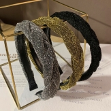 Cloth   glitter  braid  Hair Band wide bow  knot handmade Solid PC
