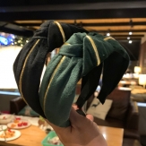 Cloth   velvet   braid  Hair Band wide bow  knot handmade Solid PC