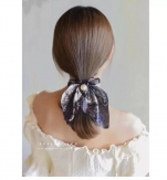 handmade pealr elaistc Hair Scrunchies, Cloth, Bowknot, printing, gingham & for woman