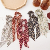 handmade elaistc Hair Scrunchies, Cloth, Bowknot, printing, flower & for woman