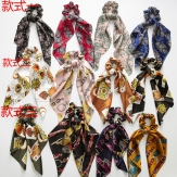 handmade elaistc Hair Scrunchies, Cloth, Bowknot, printing, flower  & for woman