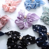 handmade elaistc Hair Scrunchies, Cloth, Bowknot, printing, flower  & for woman