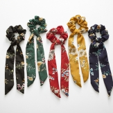 handmade elaistc Hair Scrunchies, Cloth, Bowknot, printing, flower  & for woman