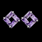 Geometric rectangle AAA zircon stud with colorful inlaid network style