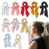handmade dot pic elaistc Hair Scrunchies, Cloth, Bowknot, printing, flower & for woman