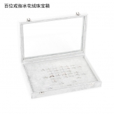 Jewelry ring Box, PU Leather, with Wood, Rectangle,Grey , 350x240x44mm, Sold By PC