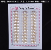 7.5-8mm  half drilled  pearls  sold by card  66 pcs  33 pairs  per card